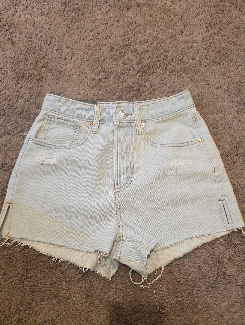 Wild Fable Light Blue High-Rise Distressed Denim Shorts